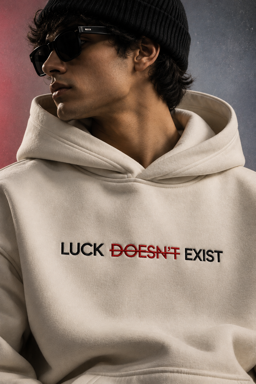 Luck Doesn’t Exist Embroidered Oversized Hoodie – Off-White