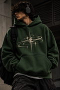 Cosmic Orbit Embroidered Oversized Hoodie – Forest Green