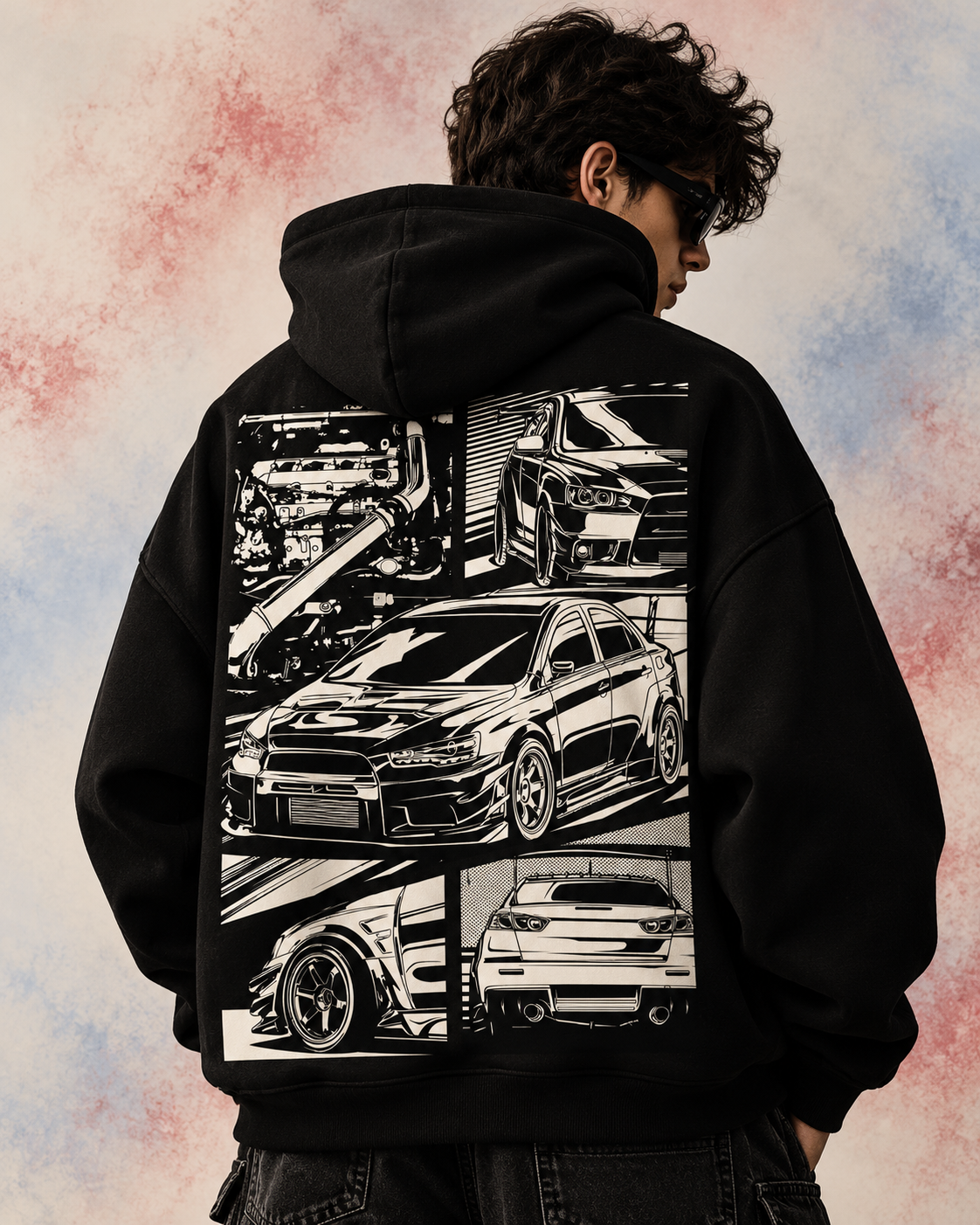 Automotive Manga Oversized Hoodie – Black