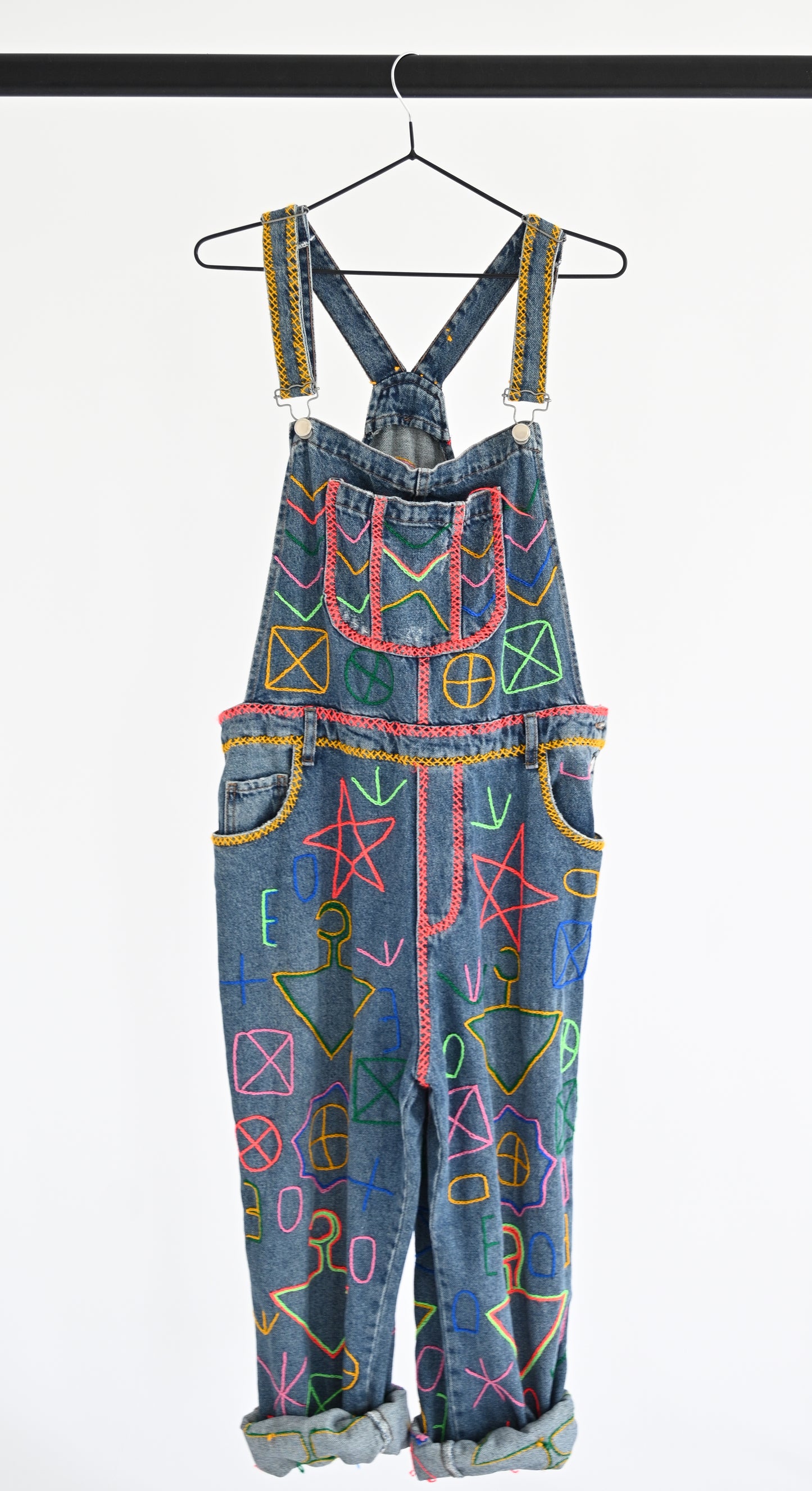 Embroidered Dungarees - Boho Bandit